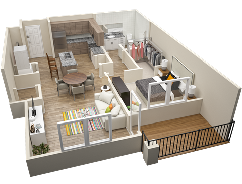 Floor plan for 1 bed, 1 bath, 850 sqft